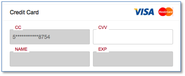 Credit Card Tokenization filled Payment form