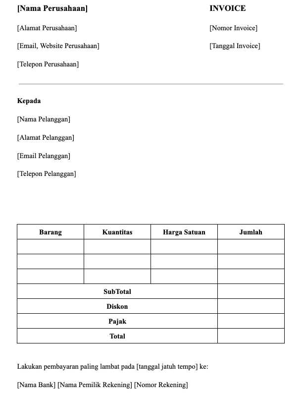 contoh invoice pdf
