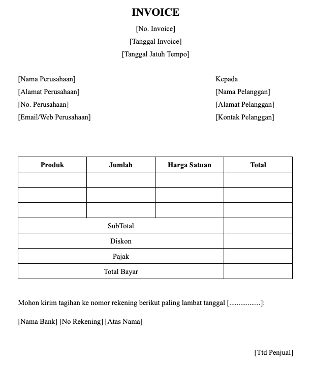 contoh invoice pdf